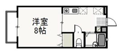 コーポさとうⅡ(1K/2階)の間取り写真