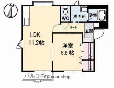 フレグランスASKA C棟(1LDK/2階)の間取り写真