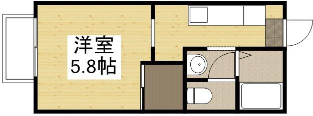 メゾンデラW C棟(1K/1階)の間取り写真