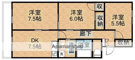 21ハイツ新保(3DK/1階)の間取り写真