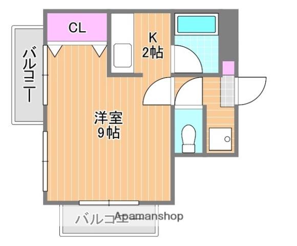 ジュネス南方(ワンルーム/2階)の間取り写真