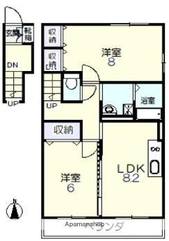 フルール壱番館B(2DK/2階)の間取り写真