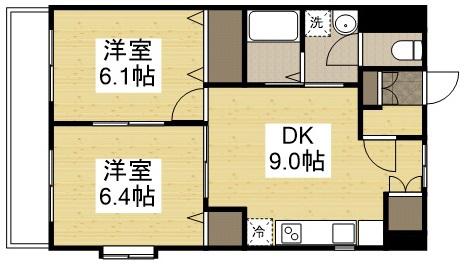 プランドールキノミ(2DK/5階)の間取り写真