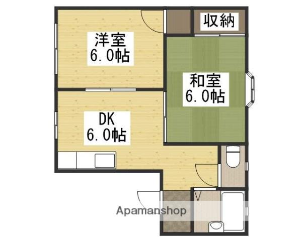 パークサイド酒津A棟(2DK/1階)の間取り写真