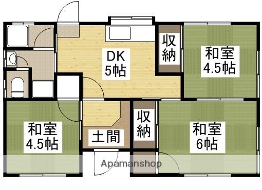 山陽本線 西川原駅 徒歩45分 1階建 築57年(3DK)の間取り写真