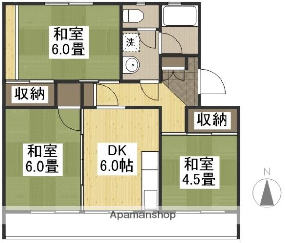 ベルメゾン石田(3DK/1階)の間取り写真