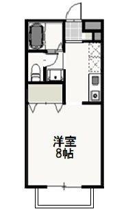 ベール花尻B棟(ワンルーム/2階)の間取り写真