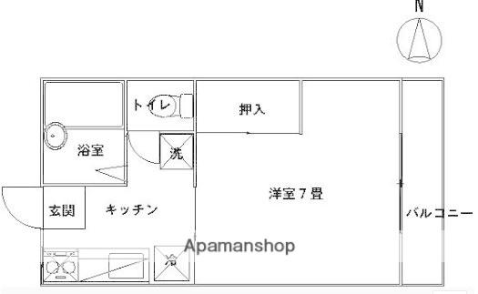 サンシャイン東岡山Ⅱ(ワンルーム/1階)の間取り写真