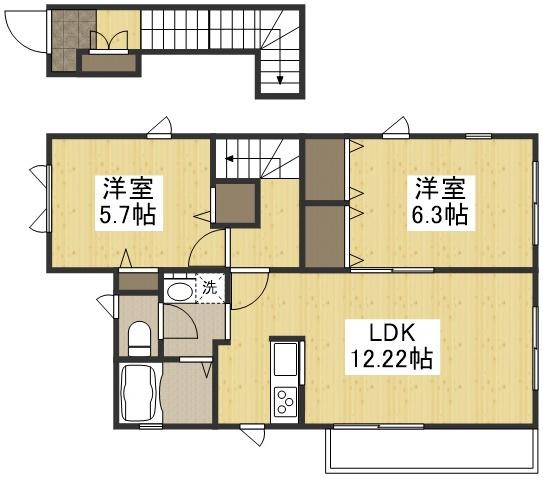 ソレイユ B(2LDK/2階)の間取り写真