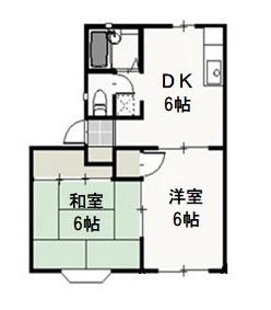 ニューハウンF(2DK/1階)の間取り写真