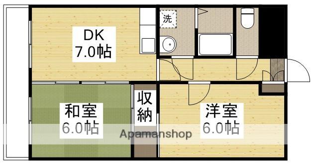 アリアE(2DK/2階)の間取り写真