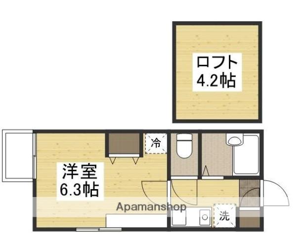 アップルハウス十日市(1K/1階)の間取り写真