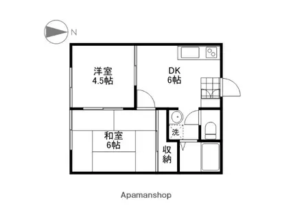 ハイツ難波B棟(2DK/2階)の間取り写真