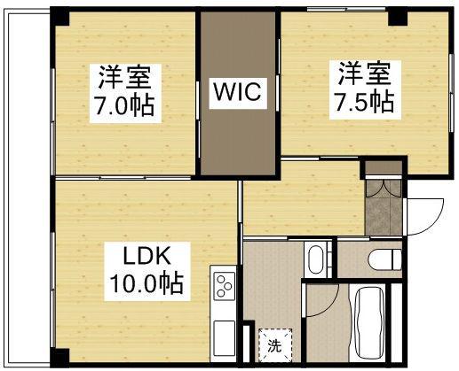 ハアラン御南(2LDK/5階)の間取り写真
