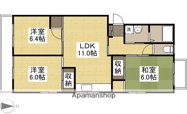 クオーレ撫川B棟(3LDK/3階)の間取り写真