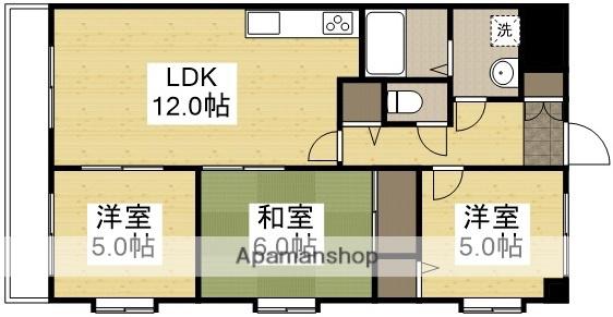 清水マンション(3LDK/1階)の間取り写真