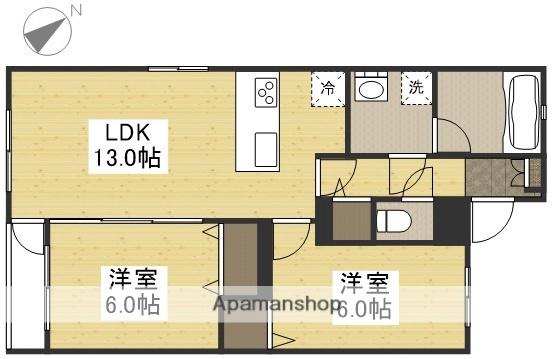 スキポール福成(2LDK/2階)の間取り写真