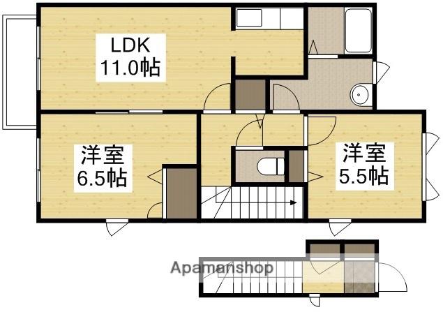 ノースヴェレッジⅤ B棟(2LDK/2階)の間取り写真