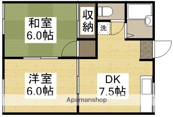 迫間ヒカリハイツ(2DK/2階)の間取り写真