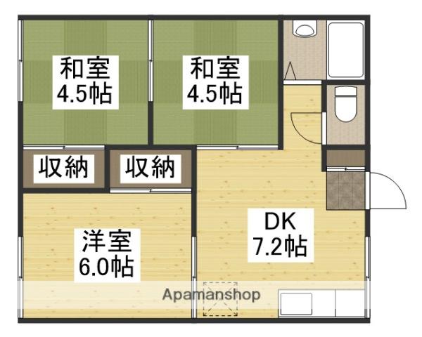 グリーンコーポ B棟(3DK/2階)の間取り写真