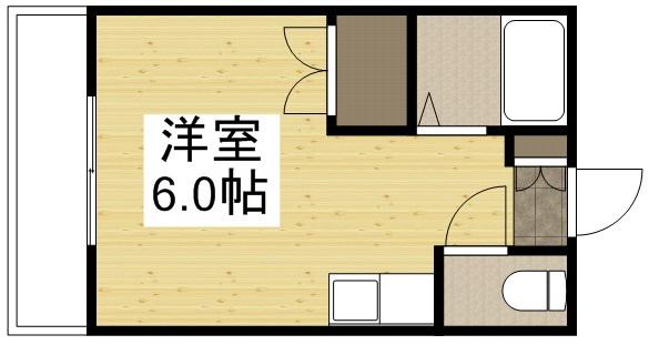 レインボーズB(ワンルーム/2階)の間取り写真