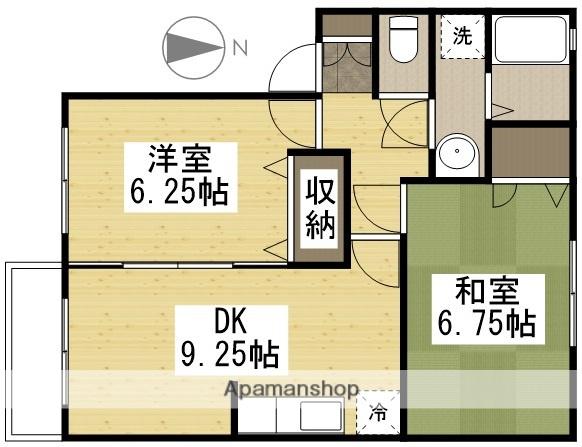 クリスメゾンB(2DK/2階)の間取り写真