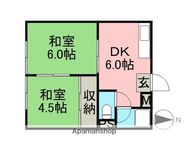 グリーンコーポ(2DK/1階)の間取り写真