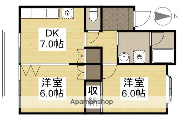 パークサイドC(2DK/2階)の間取り写真