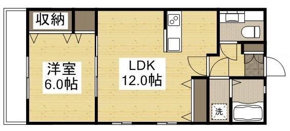 フィオーレA(1LDK/1階)の間取り写真
