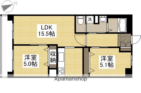 アルファライフ岡大医学部前(2LDK/12階)の間取り写真