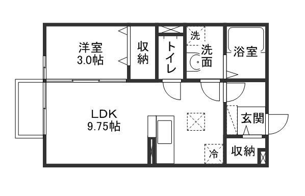 グランモア・浅沼(1LDK/1階)の間取り写真