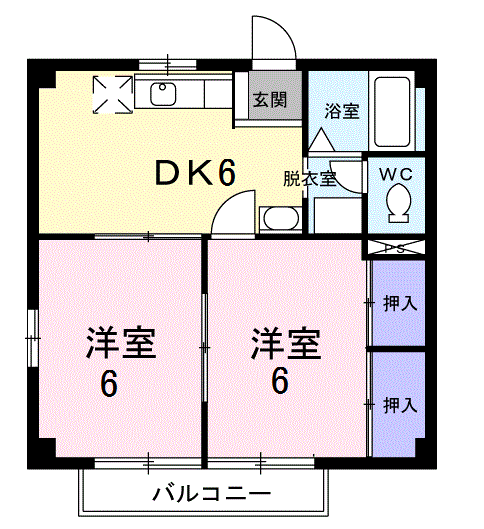 サニーハイツ別府(2DK/2階)の間取り写真