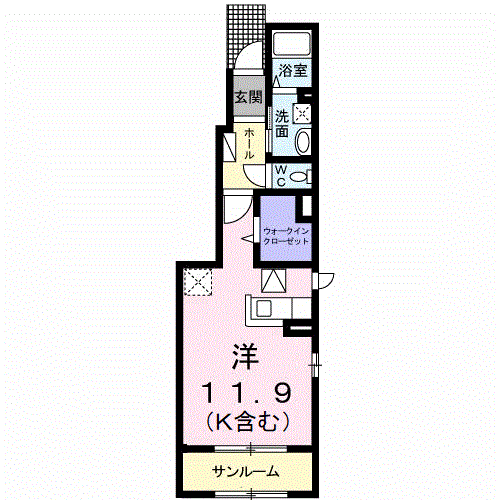 エルフトゥーロC(ワンルーム/1階)の間取り写真