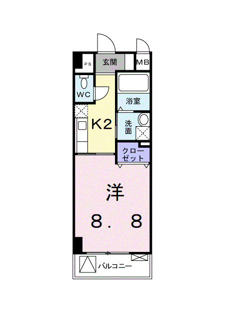 ネオ・ブリーズ(1K/2階)の間取り写真