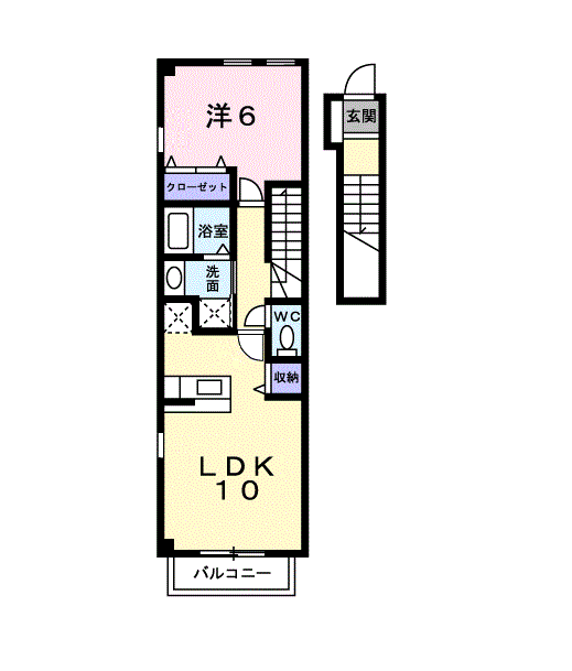 クラベールA(1LDK/2階)の間取り写真
