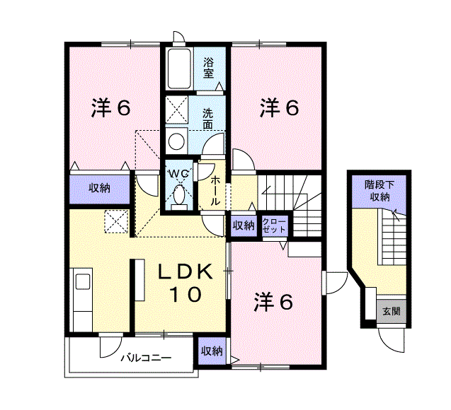 ウィスティリアB(3LDK/2階)の間取り写真