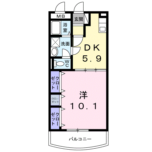 レジデンス辻が花2(1DK/2階)の間取り写真