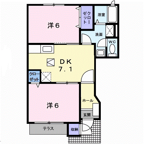 山陽本線 高島駅(岡山) 徒歩5分 2階建 築28年(2DK/1階)の間取り写真