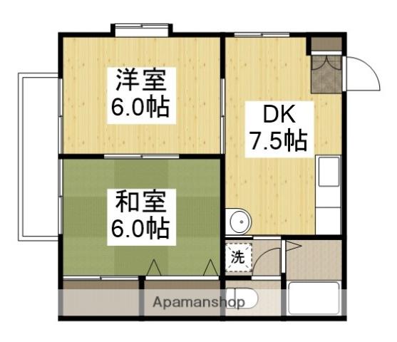 コーポマムB棟(2DK/2階)の間取り写真