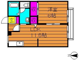 サンライフチェリオ(1LDK/2階)の間取り写真