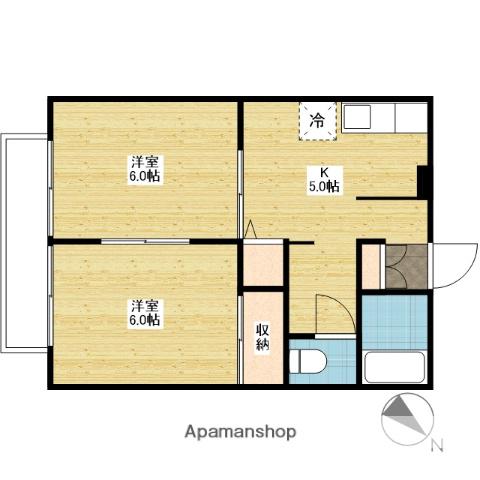 コーポクレアD棟(2K/2階)の間取り写真