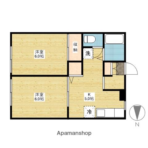 コーポクレアE棟(2K/1階)の間取り写真