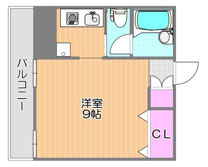 ラ・メール撫川(ワンルーム/2階)の間取り写真