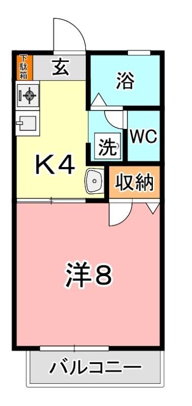 山陽本線 中庄駅 徒歩24分 2階建 築30年(1K/1階)の間取り写真