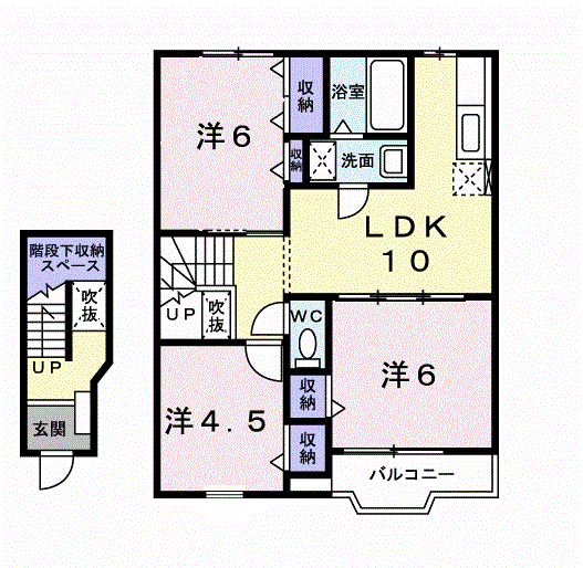 ファミールFUJIB(3LDK/2階)の間取り写真