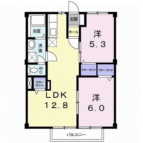 ニューシティ大島(2LDK/2階)の間取り写真