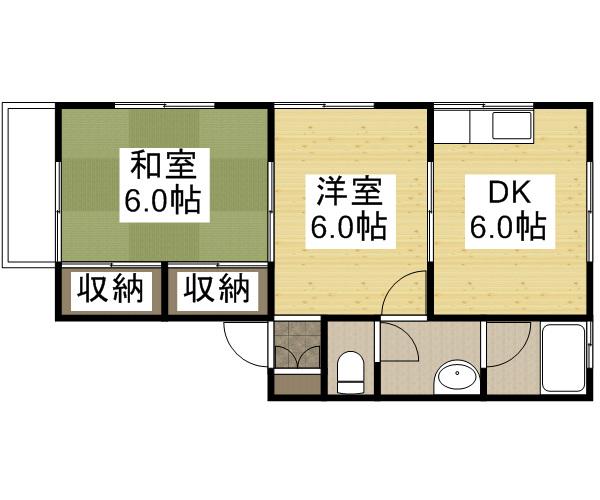ジョイフル西中(2DK/2階)の間取り写真