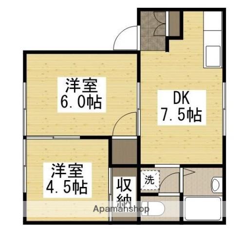 プレジール貝吹(2DK/2階)の間取り写真