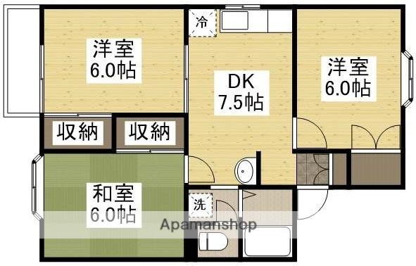 フラリッシュ片島(3DK/1階)の間取り写真