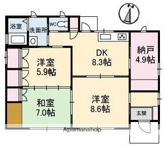 山陽本線 中庄駅 徒歩13分 1階建 築24年(3SDK)の間取り写真